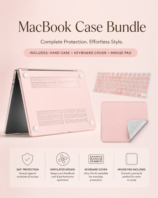 Blush Pink MacBook Case Bundle - Case, Keyboard Cover & Mouse Pad Set