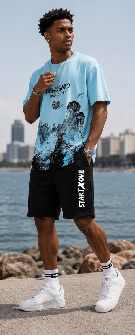 Men's Graphic T-Shirt & Shorts Matching Set