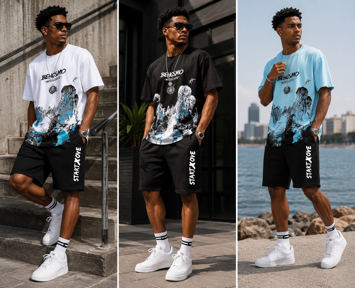 Men's Graphic T-Shirt & Shorts Matching Set
