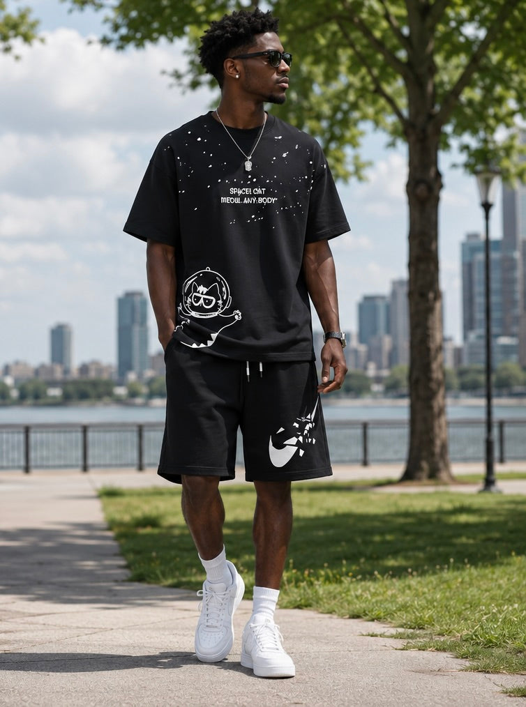 Men's Graphic T-Shirt & Shorts Matching Set