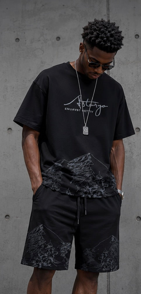 Men's Graphic T-Shirt & Shorts Matching Set