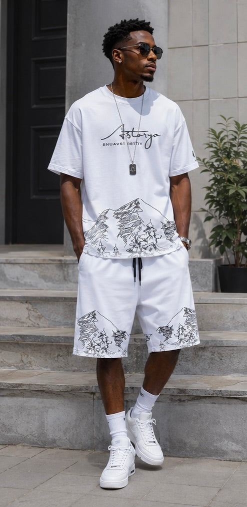 Men's Graphic T-Shirt & Shorts Matching Set
