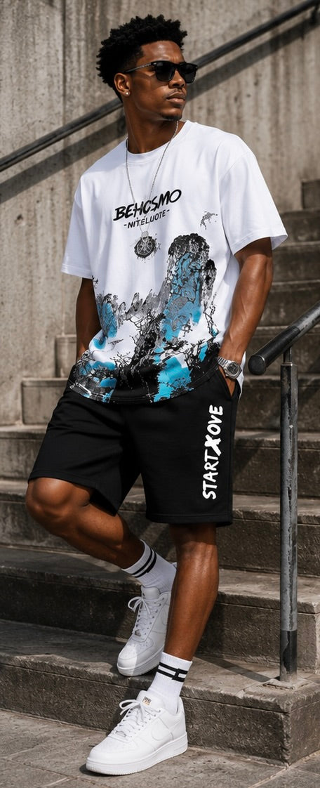 Men's Graphic T-Shirt & Shorts Matching Set