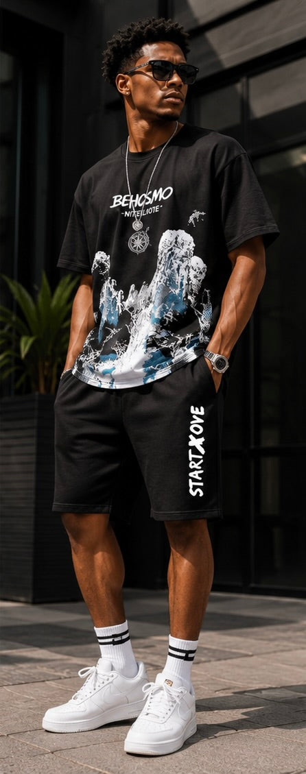 Men's Graphic T-Shirt & Shorts Matching Set