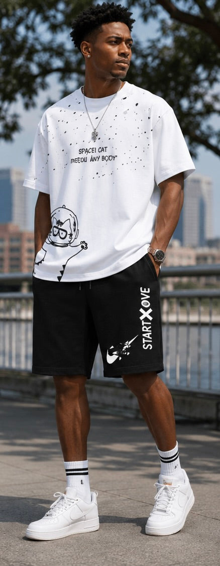 Men's Graphic T-Shirt & Shorts Matching Set