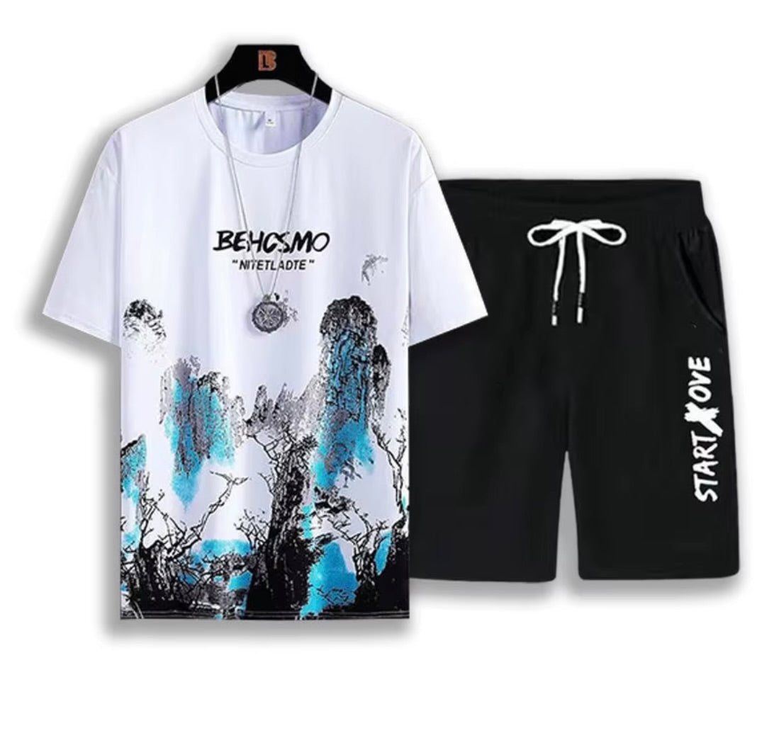 Men's Graphic T-Shirt & Shorts Matching Set