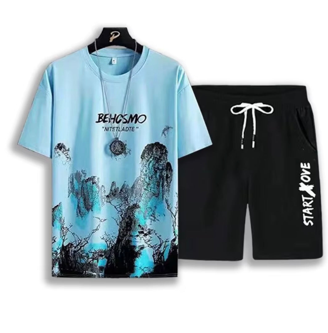 Men's Graphic T-Shirt & Shorts Matching Set