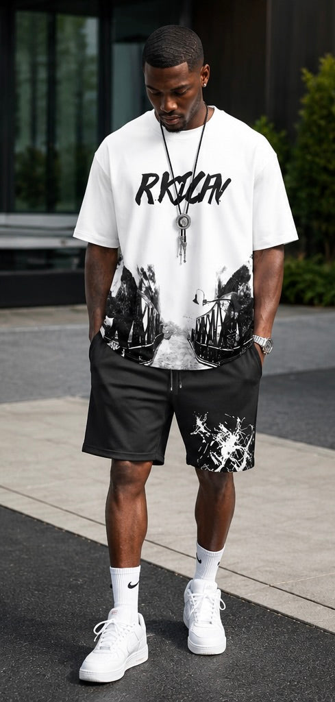 Men's Graphic T-Shirt & Shorts Matching Set